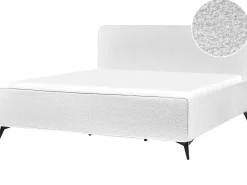 Letto Bouclé VALOGNES 180 x 200 cm Bianco sporco