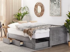 Letto con cassetti contenitori Legno CAHORS 90 x 200 cm Grigio