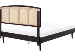 Letto con LED Rattan VARZY 160 x 200 cm Nero
