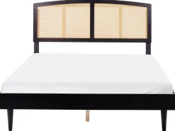 Letto con LED Rattan VARZY 160 x 200 cm Nero
