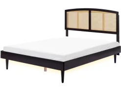 Letto con LED Rattan VARZY 160 x 200 cm Nero