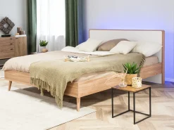 Letto con LED SERRIS 180 x 200 cm Marrone chiaro