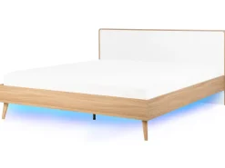 Letto con LED SERRIS 180 x 200 cm Marrone chiaro