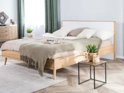 Letto con LED SERRIS 180 x 200 cm Marrone chiaro