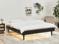 Letto con LED TOUCY 160 x 200 cm Nero