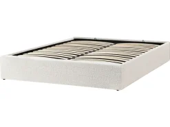Letto con ottomano senza testata Bouclé DINAN 160 x 200 cm Bianco sporco
