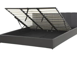 Letto contenitore Pelle sintetica DREUX 180 x 200 cm Grigio scuro