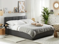 Letto contenitore Pelle sintetica DREUX 180 x 200 cm Grigio scuro