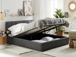 Letto contenitore Pelle sintetica DREUX 180 x 200 cm Grigio scuro