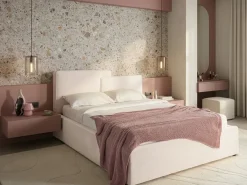 Letto contenitore Tessuto LAGARDE 160 x 200 cm Bianco sporco
