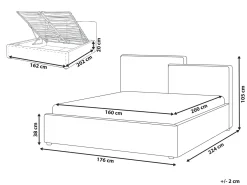Letto contenitore Tessuto LAGARDE 160 x 200 cm Bianco sporco