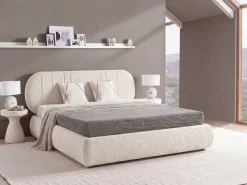 Letto contenitore Tessuto CAMPAN 180 x 200 cm Beige chiaro