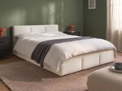 Letto contenitore Tessuto BOUSSE 140 x 200 cm Bianco sporco