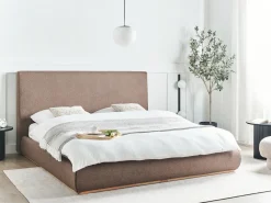 Letto contenitore Tessuto CAMPAGNE 180 x 200 cm Marrone scuro