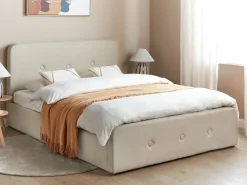 Letto contenitore Tessuto RENNES 160 x 200 cm Beige
