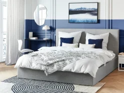 Letto contenitore Tessuto LORIENT 180 x 200 cm Grigio