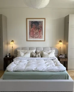 Letto contenitore Tessuto BASTON 180 x 200 cm Bianco sporco