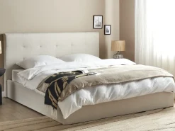 Letto contenitore Tessuto LORIENT 180 x 200 cm Beige