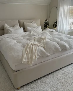 Letto contenitore Velluto BATILLY 180 x 200 cm Beige chiaro