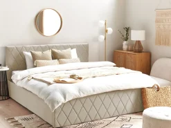 Letto contenitore Velluto ROCHEFORT 180 x 200 cm Beige