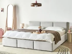 Letto contenitore Velluto BOUSSE 180 x 200 cm Grigio chiaro