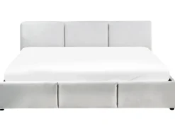 Letto contenitore Velluto BOUSSE 180 x 200 cm Grigio chiaro