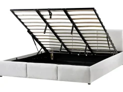 Letto contenitore Velluto BOUSSE 180 x 200 cm Grigio chiaro