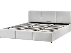 Letto contenitore Velluto BOUSSE 180 x 200 cm Grigio chiaro