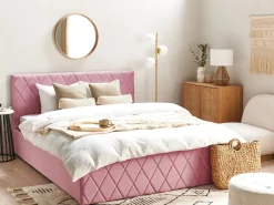 Letto contenitore Velluto ROCHEFORT 160 x 200 cm Rosa