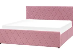 Letto contenitore Velluto ROCHEFORT 160 x 200 cm Rosa