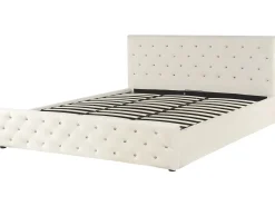 Letto contenitore Velluto AMIENS 180 x 200 cm Beige chiaro
