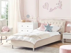 Letto contenitore Velluto METZ 90 x 200 cm Beige