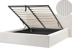 Letto contenitore Velluto a coste LILLEBONNE 160 x 200 cm Beige chiaro