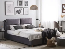 Letto contenitore Velluto BATILLY 180 x 200 cm Grigio