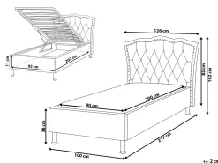 Letto contenitore Velluto METZ 90 x 200 cm Rosa pastello