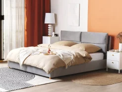 Letto contenitore Velluto BATILLY 180 x 200 cm Grigio chiaro