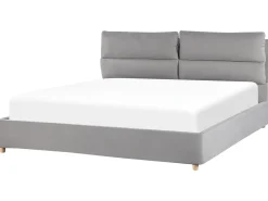 Letto contenitore Velluto BATILLY 180 x 200 cm Grigio chiaro