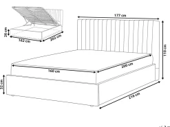 Letto contenitore Velluto VION 160 x 200 cm Arancione
