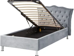 Letto contenitore Velluto METZ 90 x 200 cm Grigio