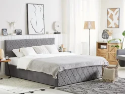 Letto contenitore Velluto ROCHEFORT 180 x 200 cm Grigio