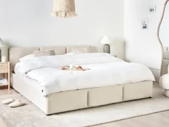 Letto contenitore Velluto BOUSSE 180 x 200 cm Beige chiaro
