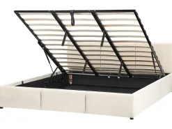 Letto contenitore Velluto BOUSSE 180 x 200 cm Beige chiaro
