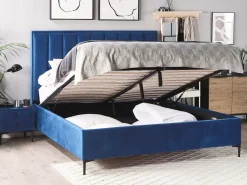 Letto contenitore Velluto SEZANNE 180 x 200 cm Blu marino