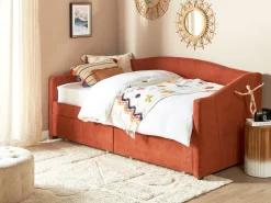 Letto da giorno con contenitore Tessuto VITTEL 90 x 200 cm Rosso