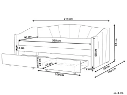 Letto da giorno con contenitore Tessuto VITTEL 90 x 200 cm Rosso