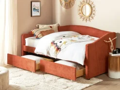 Letto da giorno con contenitore Tessuto VITTEL 90 x 200 cm Rosso