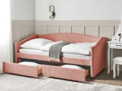 Letto da giorno con contenitore Tessuto VITTEL 90 x 200 cm Rosa