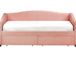 Letto da giorno con contenitore Tessuto VITTEL 90 x 200 cm Rosa