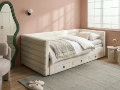 Letto da giorno con contenitore Velluto MEUDON 90 x 200 cm Bianco sporco