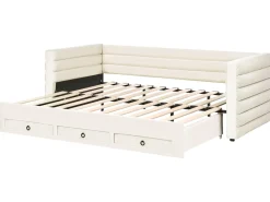Letto da giorno con contenitore Velluto MEUDON 90 x 200 cm Bianco sporco